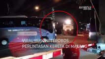 VIral! Detik-Detik Video Amatir Warga Rekam Bus TNI AL Terobos Perlintasan Kereta Api di Kota Malang