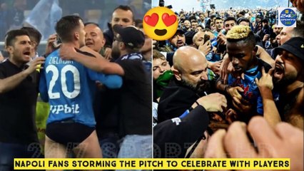 Napoli Fans Storming the Pitch to Celebrate with Players after Winning First Scudetto in 33 Years