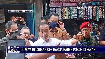 Sebelum Cek Jalan Rusak, Jokowi Tinjau Harga Bahan Pokok di Pasar Natar Lampung