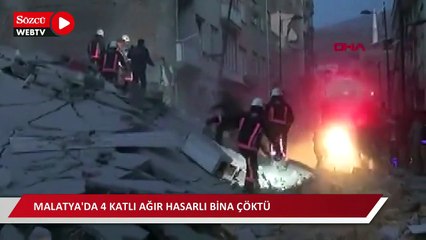 Malatya'da ağır hasarlı bina çöktü