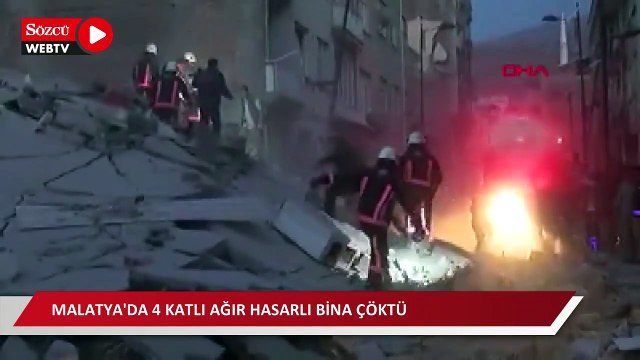 Malatya'da ağır hasarlı bina çöktü