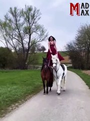The Girl Stunt Horse Riding #shortvideo
