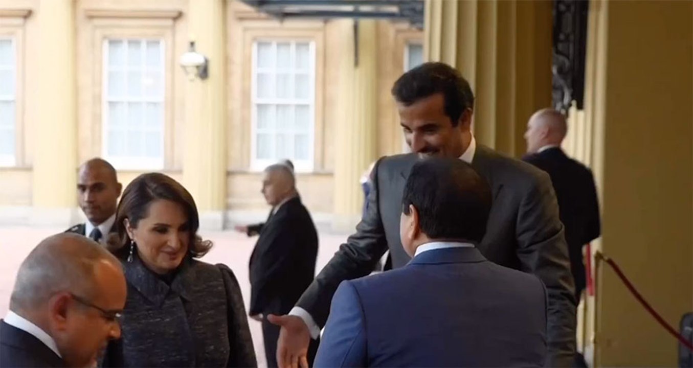 جلالة الملك حمد بن عيسى‬⁩ آل خليفة ملك البلاد المعظم، يرافقه سمو ولي العهد رئيس مجلس الوزراء الأمير ⁧‫سلمان بن حمد، يحضر حفل الاستقبال الذي أقيم بمناسبة تتويج جلالة الملك تشارلز الثالث ملكاً للمملكة المتحدة لبريطانيا العظمى وإيرلندا الشمالية