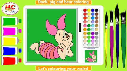 Coloring the duck, pig, winnie the pooh and the bear
