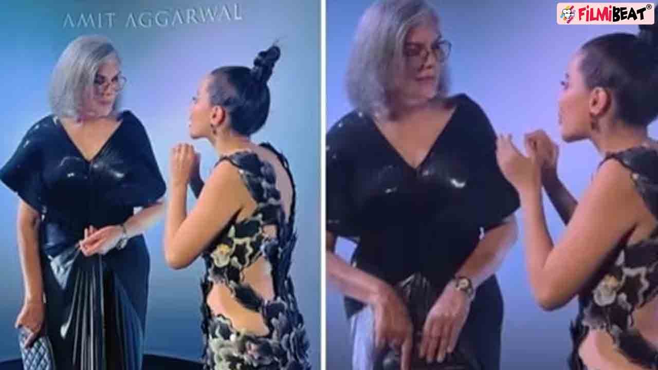 Urfi Javed Zeenat Aman से मिलीं, Amit Aggarwal Delhi store launch में Zeenat-Urfi साथ | Video viral