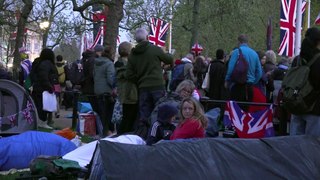 Campers wake up on The Mall on Coronation day