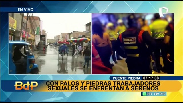 Con palos y piedras: Trabajadoras sexuales se enfrentan a policías y serenos en Puente Piedra