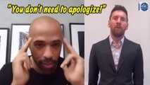 Thierry Henry and Kombouaré reaction to Messi apologizing PSG