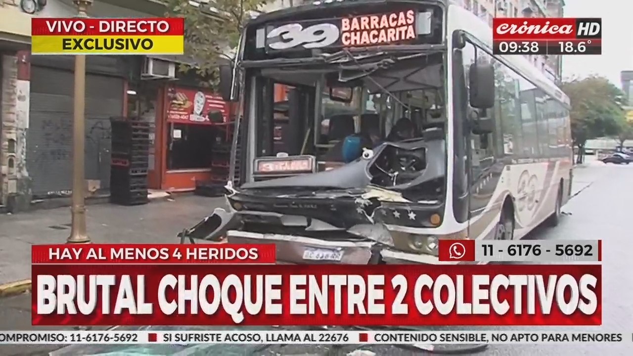 Brutal choque entre dos colectivos: hay al menos cuatro heridos