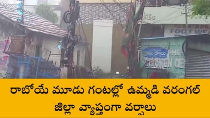 వరంగల్ ఈస్ట్: రాబోయే మూడు గంటల్లో ఉమ్మడి వరంగల్ జిల్లా వ్యాప్తంగా వర్షాలు