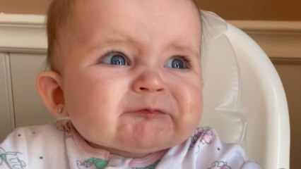 Little baby has an adorable reaction on tasting lemon for the first time