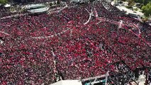 Kayseri'deki tarihi kalabalık havadan görüntülendi! Erdoğan böyle teşekkür etti