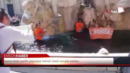 Roma’daki tarihi çeşmeye kömür bazlı sıvıyla saldırı