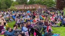 Coronation of King Charles III on the big screen at Powderham Castle