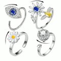 Turnable Rings Eyes Flowers Anxiety Rings For Women Fidget Spinner Ring Jewelry