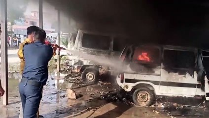 आरबीएम अस्पताल की चार एंबुलेंस में लगी आग