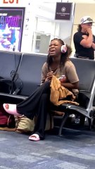 Woman Loudly Singing At Airport