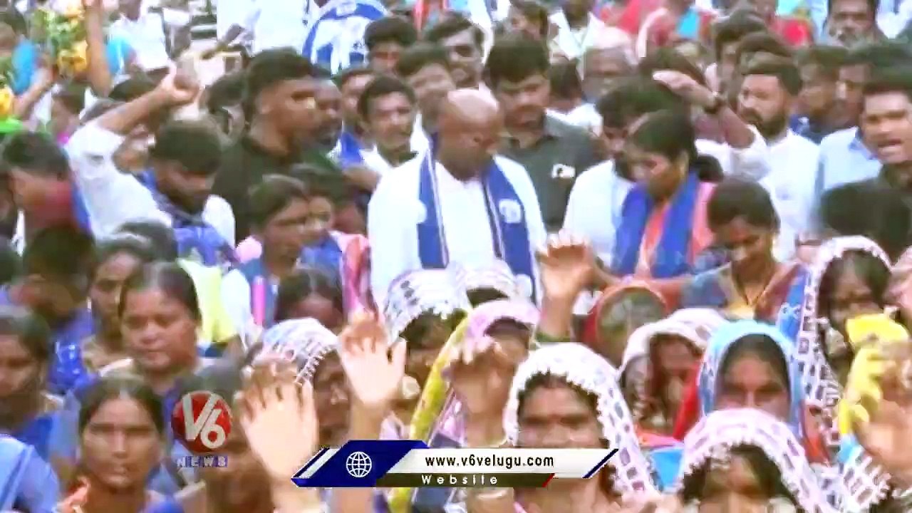 BSP State Chief RS Praveen Kumar Entry _ Telangana Bharosa Sabha _ V6 News