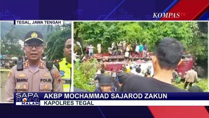 Bus Berisi Rombongan Peziarah dari Tangerang Terjun ke Sungai Awu Tegal, 1 Korban Jiwa!
