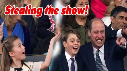 Charlotte and George excitedly danced to the music at Coronation concert