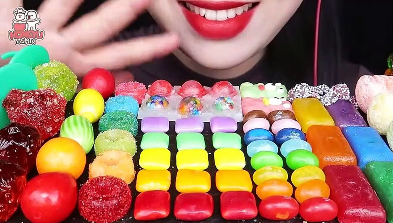 ASMR RAINBOW DESSERTS MAGIC GUM, JELLY BEAN, POP IT KOHAKUTO, GUMMY EATING SOUNDS MUKBANG