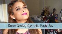 Bronze, Coppery Smokey eye with Purple Lips Make-up Tutorial