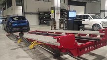 Skoda Fabia on Celette Rhone bench with Electronic measuring system Naja 3D