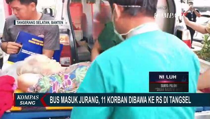 11 Korban Bus Masuk Jurang di Guci Tegal Tiba di RSU Tangsel