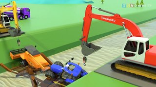 Excavator and Construction Trucks for Kids    Building Destroyed Bridge for Children_1080p