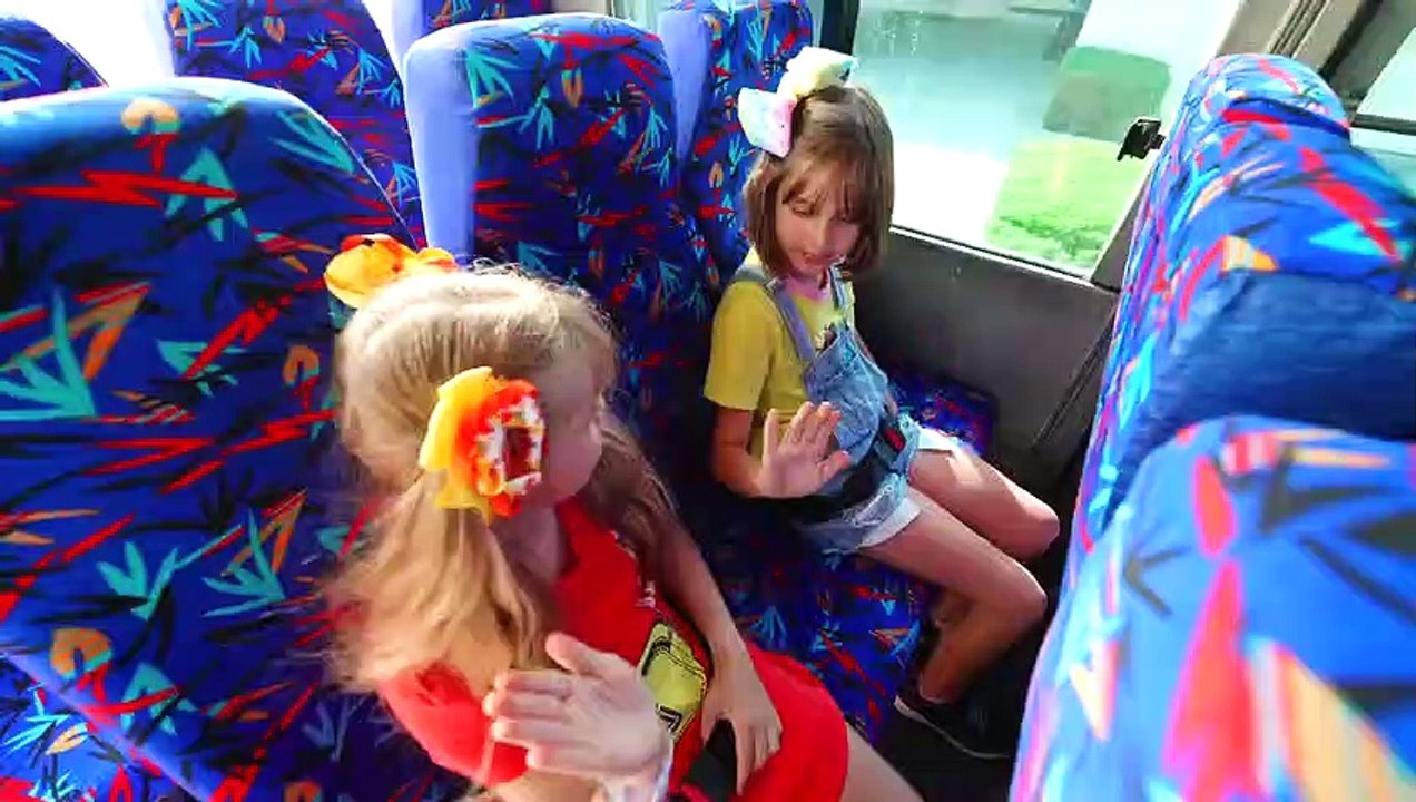 Diana and Roma teach School bus rules with friends