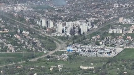 Las imágenes de un dron ucranio sobre la ciudad de Bajmut