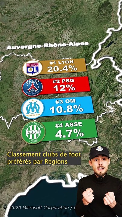 Clubs de foot préférés par Régions