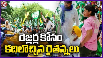 Farmers Break Through Barricades To Join Wrestlers' Delhi Protest _ V6 News (2)