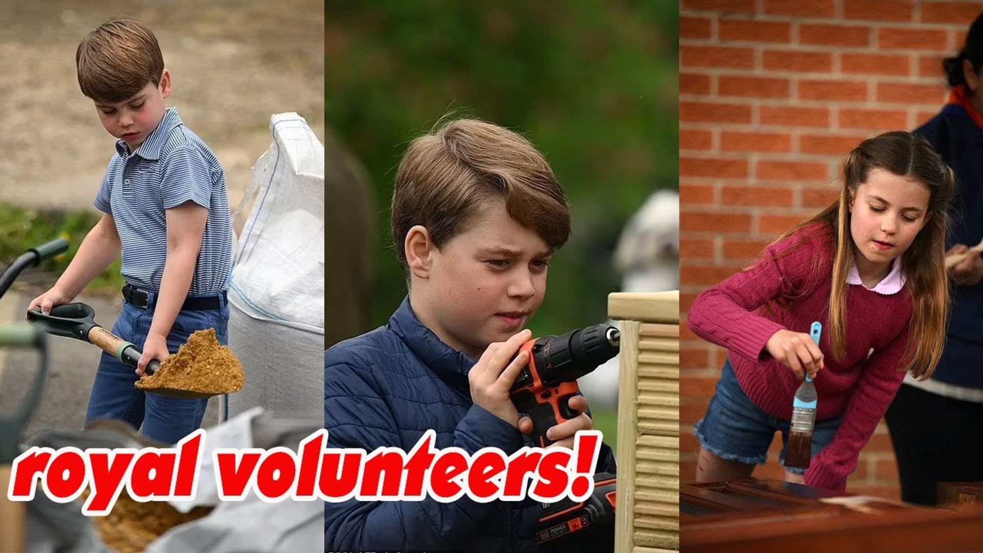 ⁣Young royal volunteers! George, Charlotte and Louis actively participate in volunteer day