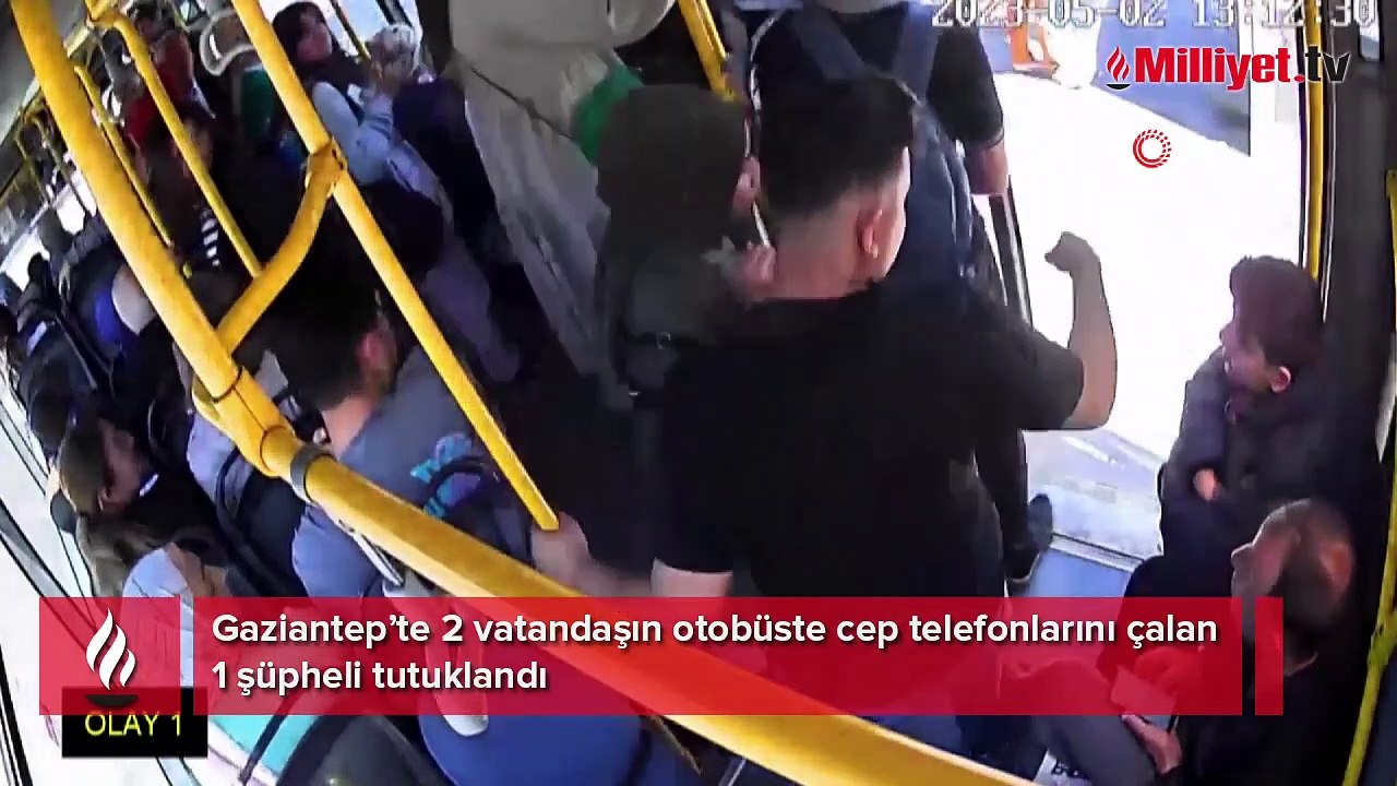 Otobüsteki hırsızlık anı kameraya takıldı