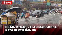 Diguyur Hujan Deras, Ruas Jalan Margonda Raya Depok Terendam Banjir