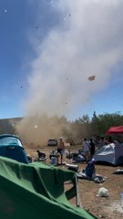Dust Tornado Takes Out Peoples Belongings