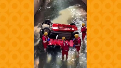 Câmera flagra momento que mulher grávida cai com carro em córrego