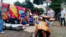 Batida entre Palio e Biz deixa motociclista ferido na Rua Joaquim Távora