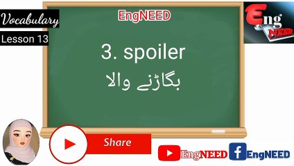 Lesson 13 | Vocabulary | Used in Daily life | Easy to learn | @EngNEED #speakenglish #vocabulary Vocabulary, build your language. Easy to learn with Urdu translation. 1 minute = 10 words Easy to learn. Speak English like a native speaker. Keep watching