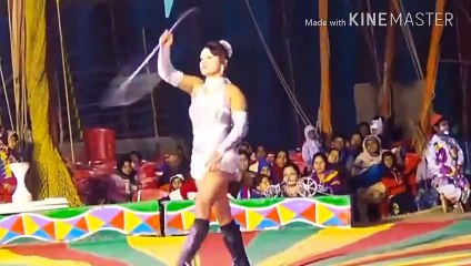 Olimpic Circus beautiful girl showing amazing ring balance