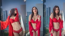 Bhojpuri Actress Neha Malik Red Bikini Look Viral, Bold Photo Shoot Video | Boldsky
