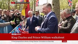King Charles, Prince William and Kate greet public before Coronation - BBC News