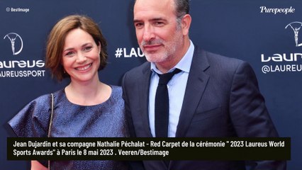 Nathalie Péchalat ventre apparent dans une robe de princesse et in love de Jean Dujardin, sur son 31