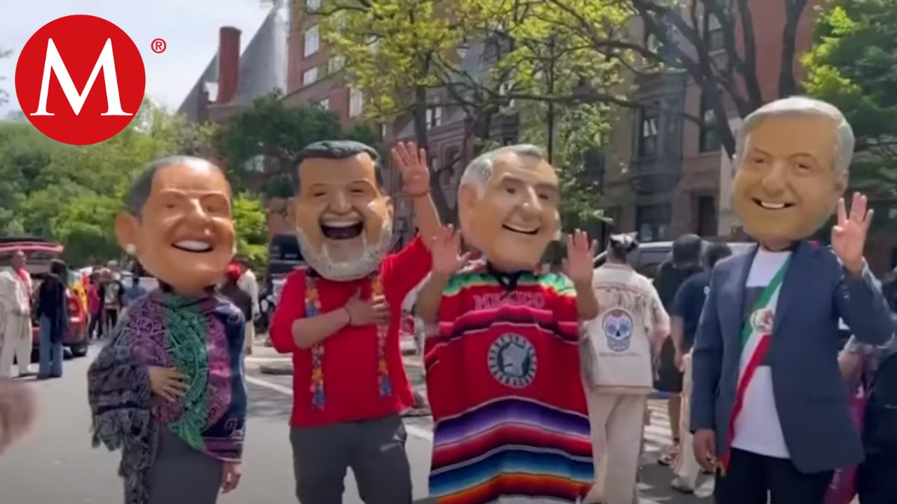 En Nueva York por el festejo del 5 de mayo botargas de las corcholatas desfilan