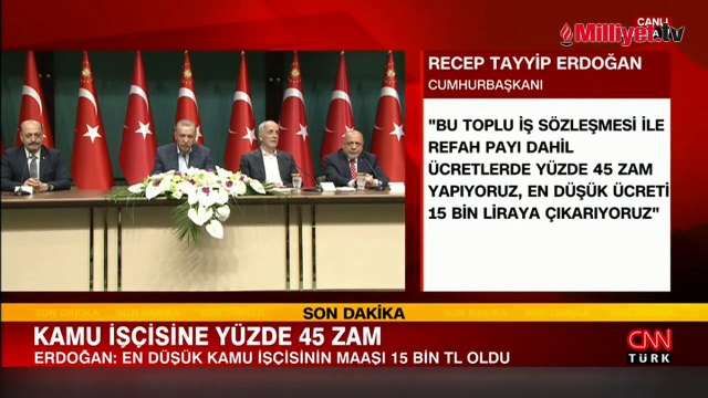Cumhurbaşkanı Erdoğan açıkladı! Kamu işçisinin zam oranı belli oldu