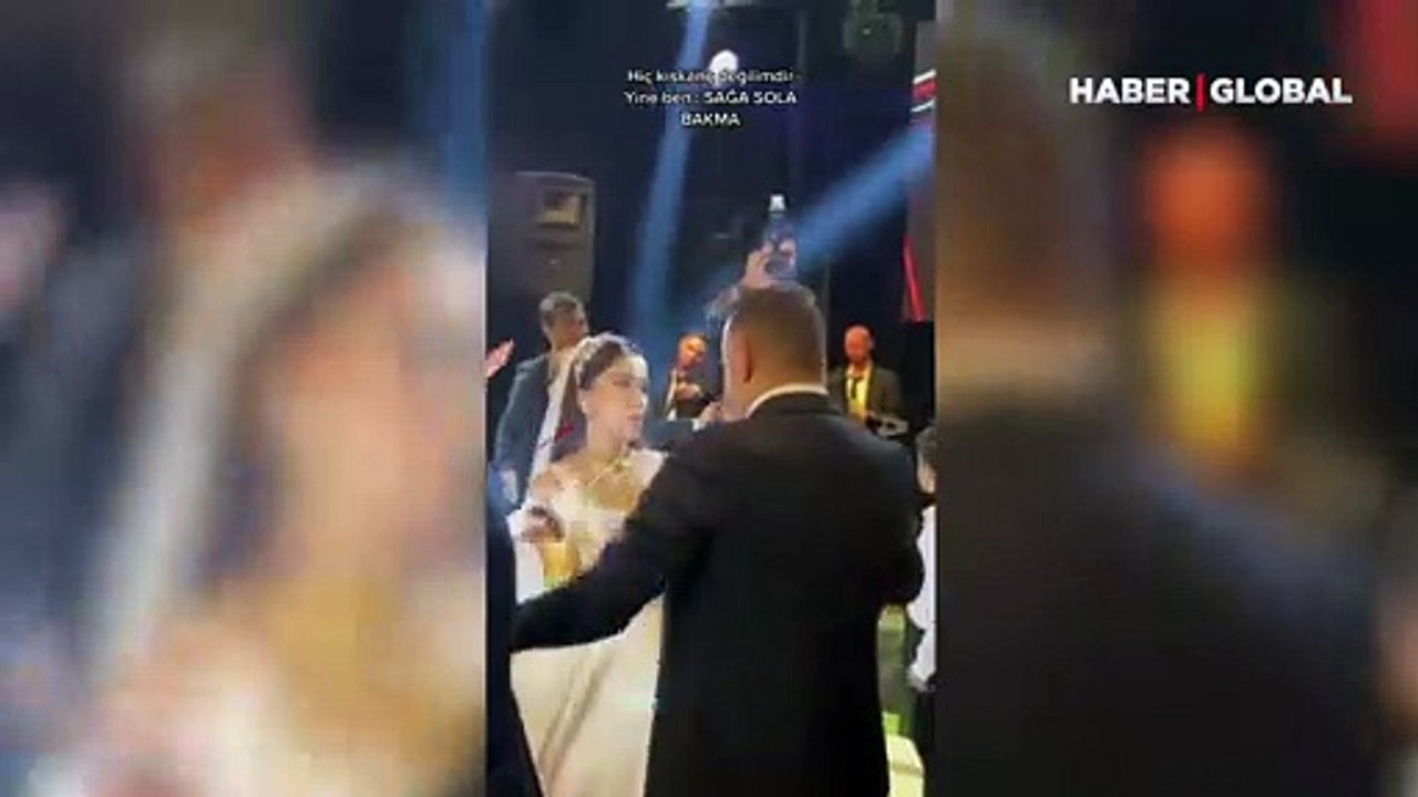 Damadı düğünde, 'Sağa Sola Bakma' diyerek azarlayan gelinin görüntüleri sosyal medyada viral oldu
