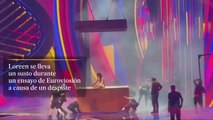 El susto de Loreen, la representante de Suecia, durante su ensayo para la semifinal de Eurovisión 2023