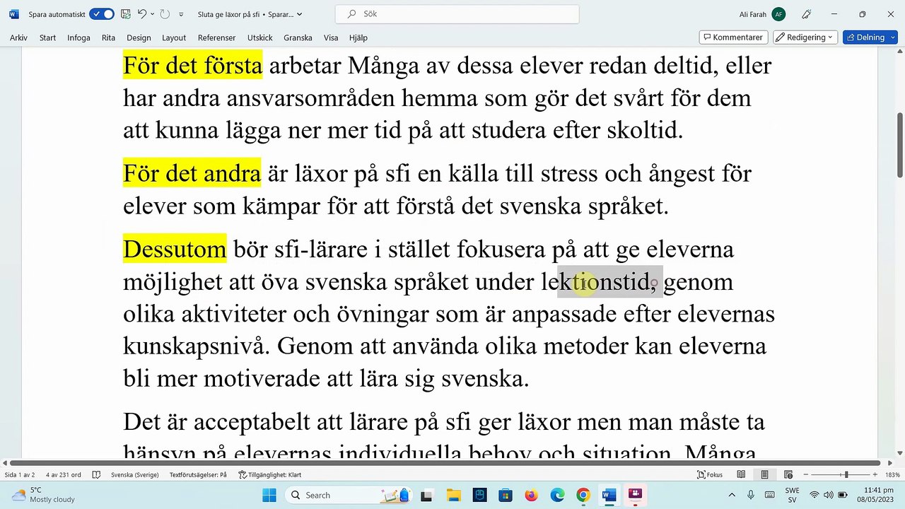 Insändare till tidning om att Sluta ge eleverna läxor! - رسالة قارئ الى جريدة عن الغاء الواجبات