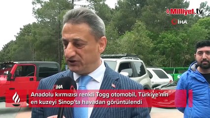 Anadolu kırmızısı Togg, Türkiye'nin en kuzeyinde böyle görüntülendi